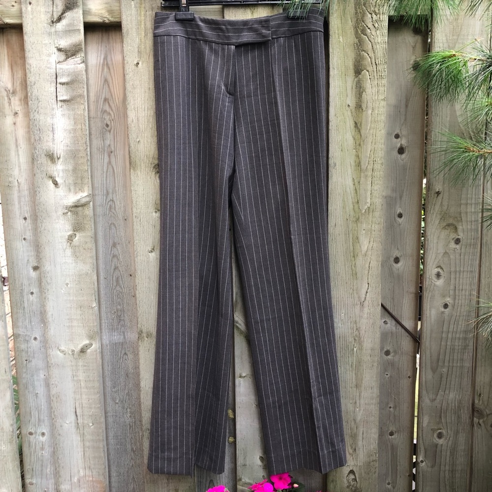 Pinstripe Wool Wide Leg Pants w/Lycra-stretch